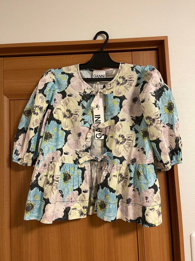 GANNI フラワープリント Printed Cotton ペプラム