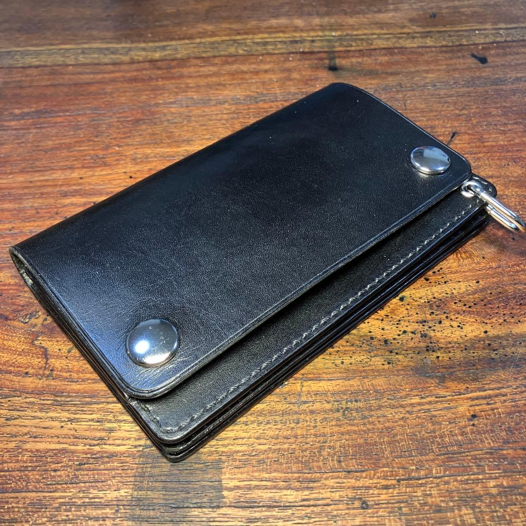 なますて様オーダー品　ミドルトラッカーウォレット　ブラック　国産本革