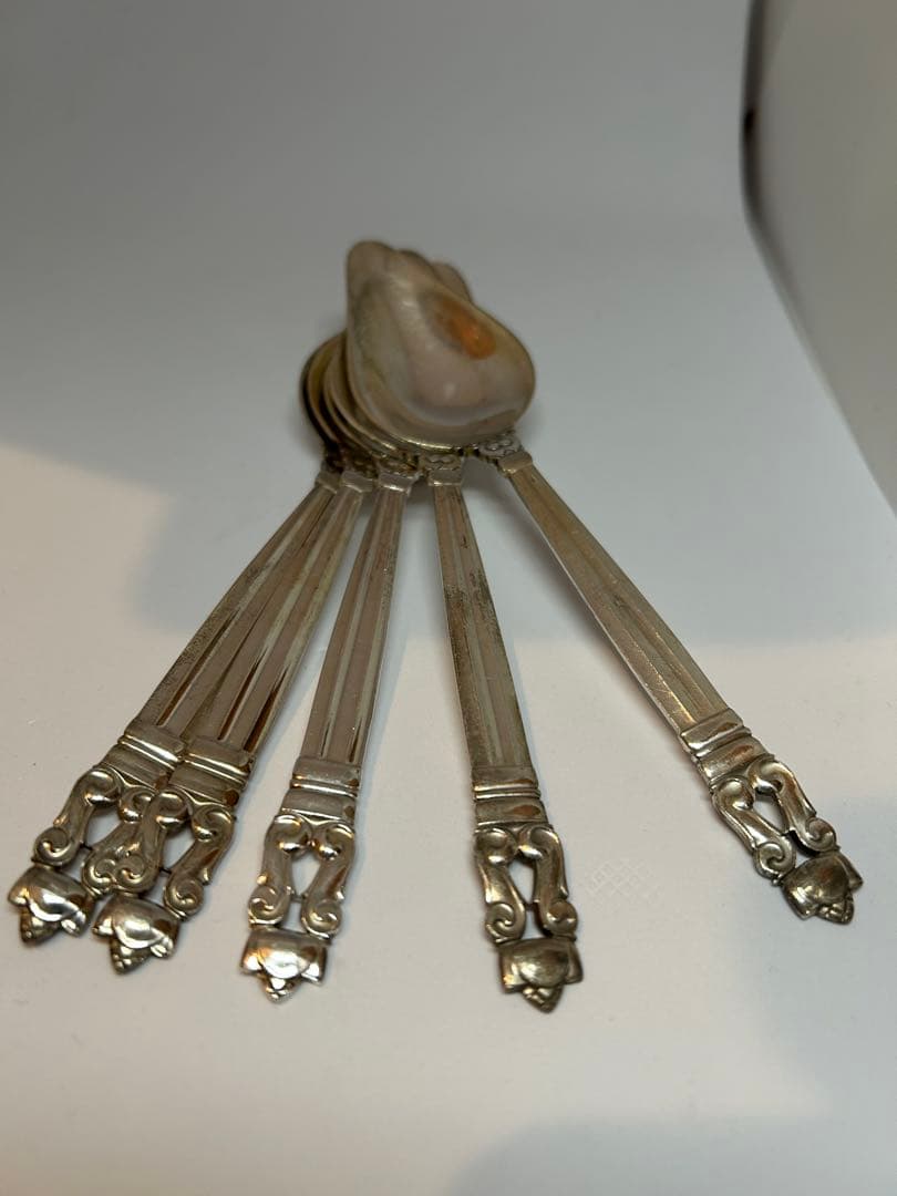 純銀ティースプーン　ジョージジェンセン エコーン 5本 Mappin&Webb箱