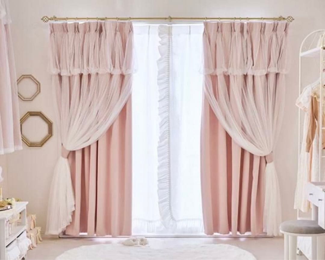 ロマプリ　100×178 カーテン2枚組　ピンク