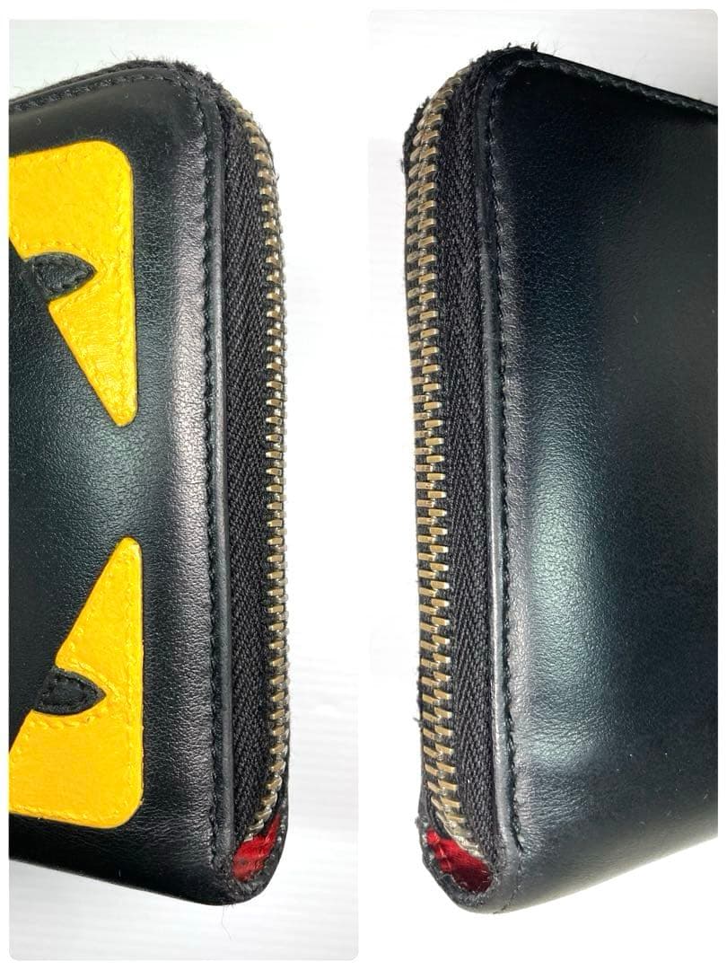 フェンディ　モンスター　バグズ アイ　レザー　ラウンドファスナー　二つ折り財布