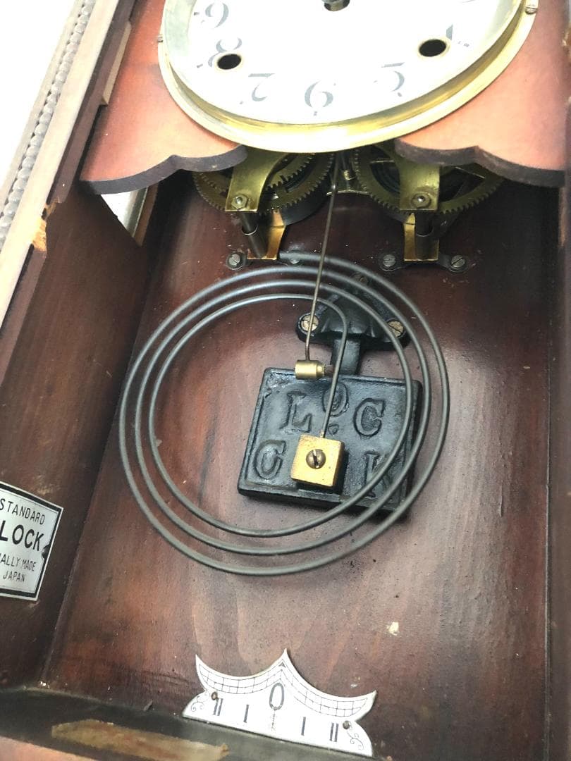 【完動品・昭和レトロ】横浜エムズイ商会 TRADE(Z)MARK 柱時計 掛時計