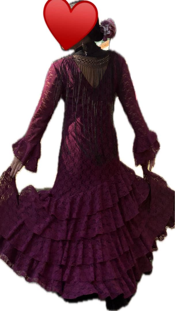 フラメンコドレス 紫 フリル付き
