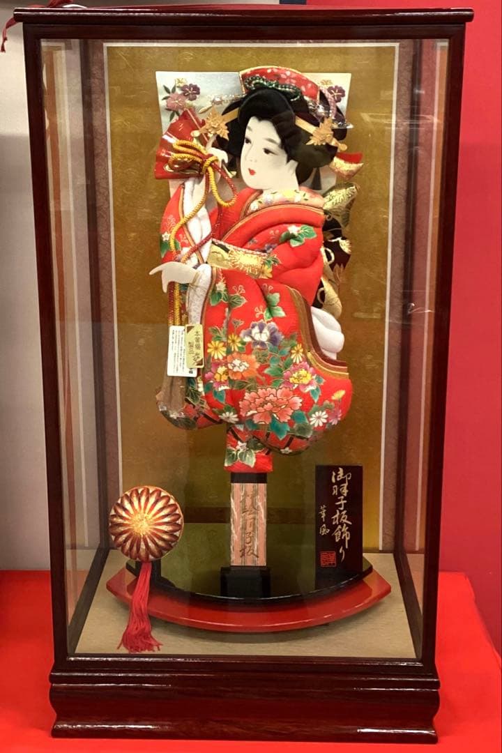 正月飾り　羽子板ケース飾り　華風　道成寺　20号 手彫り本つげ　かんざし