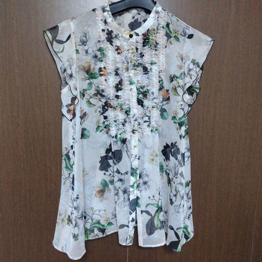 ANAYI アナイ bouquet プリント ミニフリルブラウス