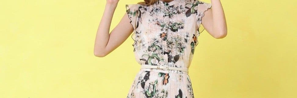 ANAYI アナイ bouquet プリント ミニフリルブラウス