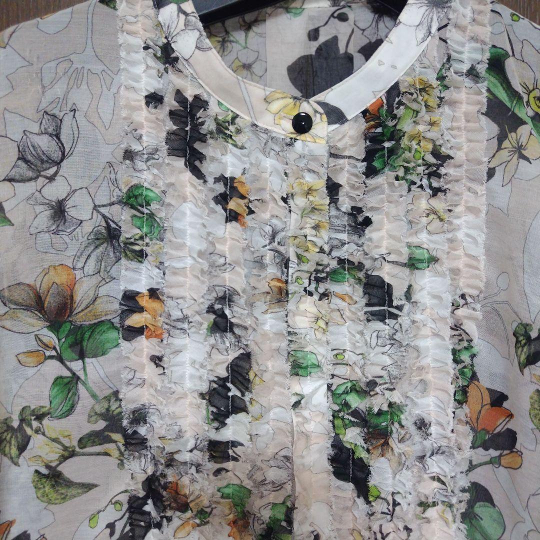 ANAYI アナイ bouquet プリント ミニフリルブラウス