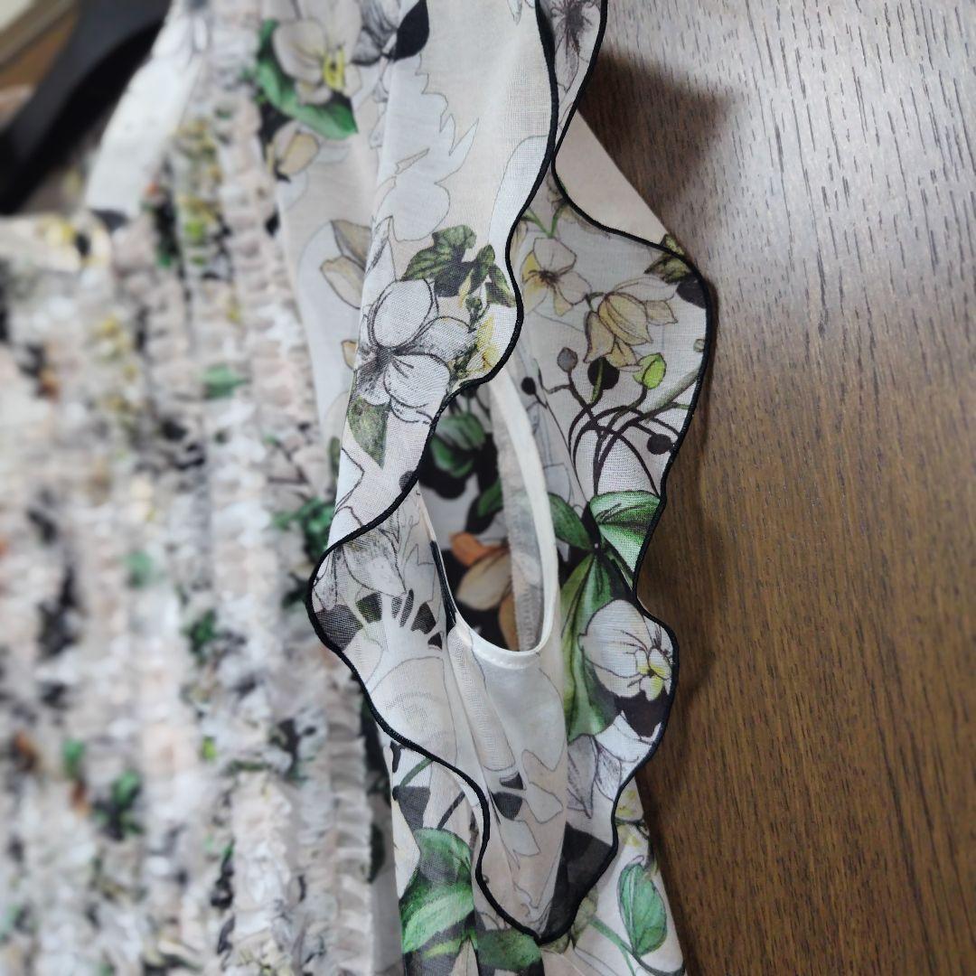 ANAYI アナイ bouquet プリント ミニフリルブラウス