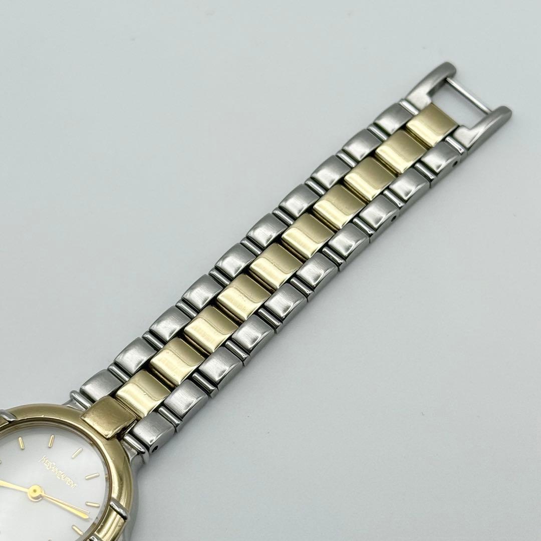 ✨新品電池・稼働✨ サンローラン 腕時計 クォーツ ラウンド コンビ 三針時計