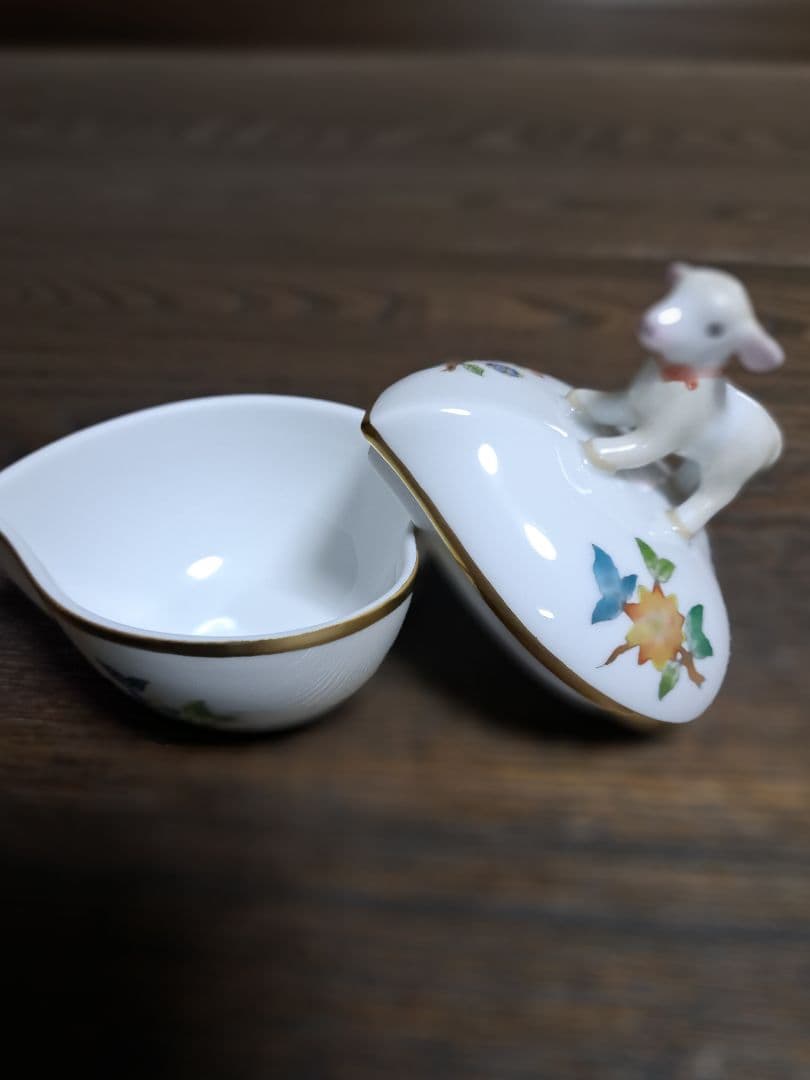(お値下)　新品　Herend 陶磁器 　ひつじ 　ヴィクトリア　ボンボニエール