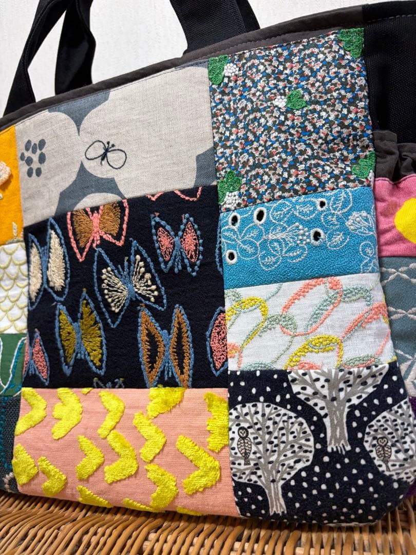 ミナペルホネン＊パッチギャザポケファスナートートLL✂️ハンドメイド