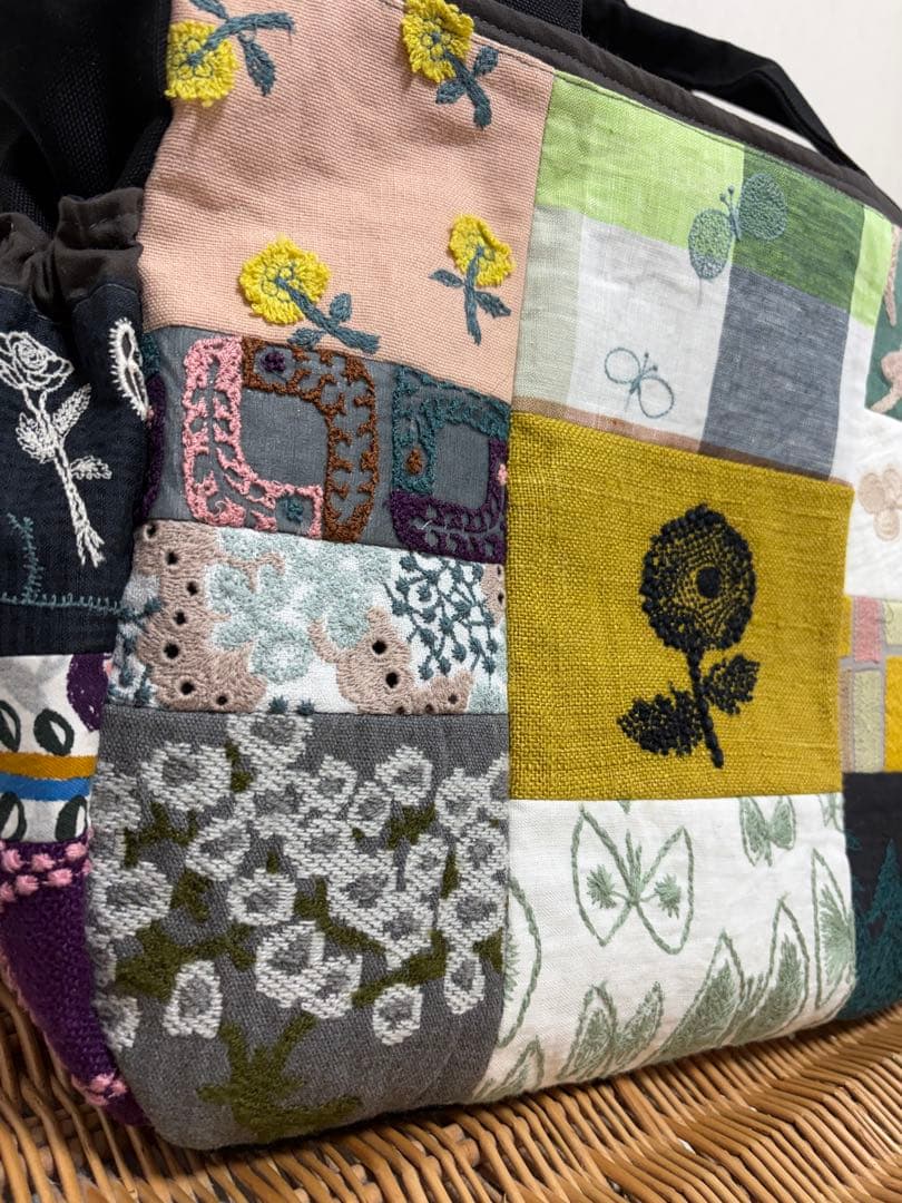 ミナペルホネン＊パッチギャザポケファスナートートLL✂️ハンドメイド