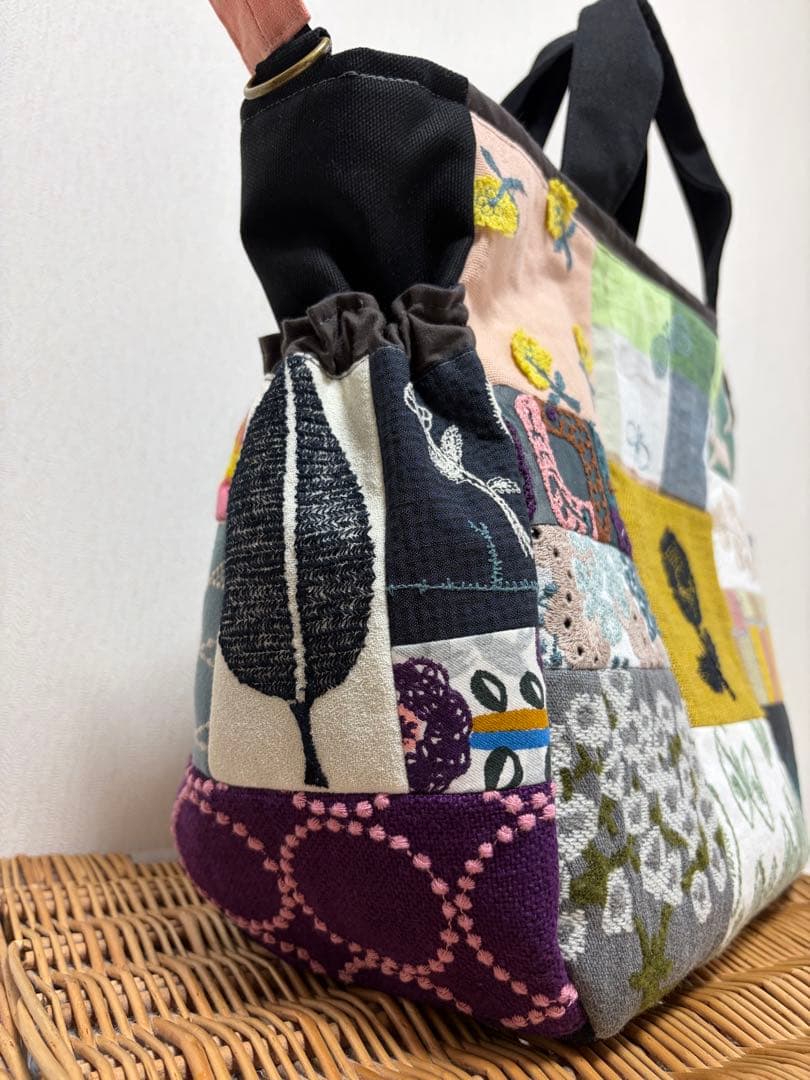 ミナペルホネン＊パッチギャザポケファスナートートLL✂️ハンドメイド