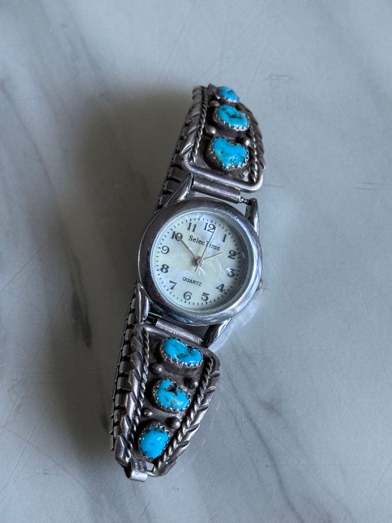 美品おしゃれターコイズ シルバー 腕時計
