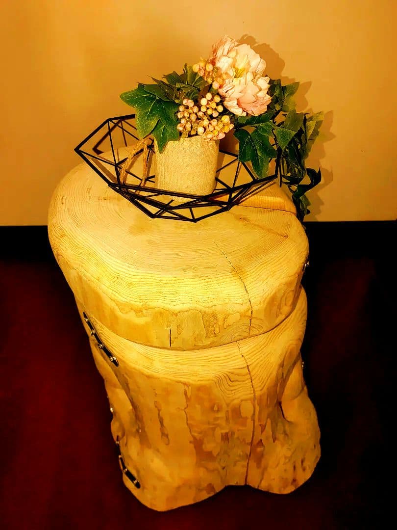 大型 切り株 ひのき ふたご 組合せ自由 テーブル 椅子 スツール 　 補強丸太