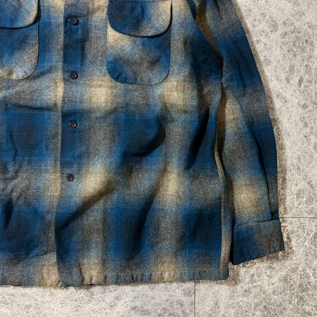 美品 ペンドルトン オンブレチェック ボードシャツジャケット ブルー XL