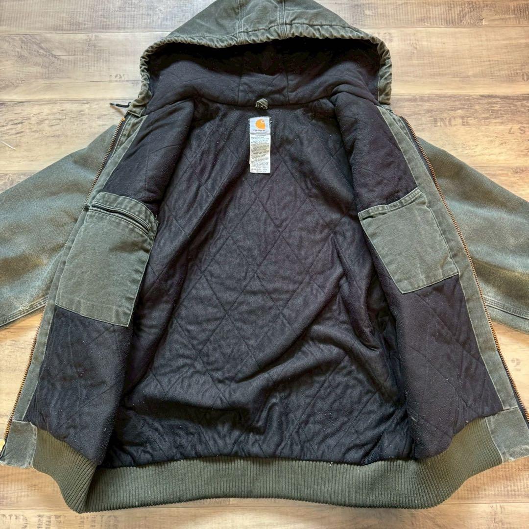 carharttカーハートアクティブジャケットモスグリーンL古着フェード短丈