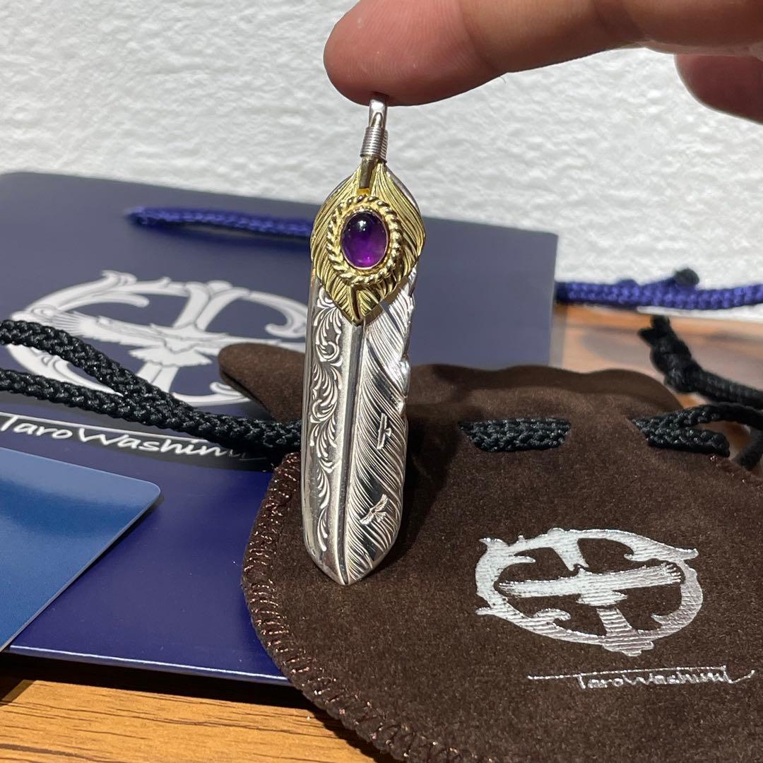 鷲見太郎tarowashimi アメジストフェザーペンダント