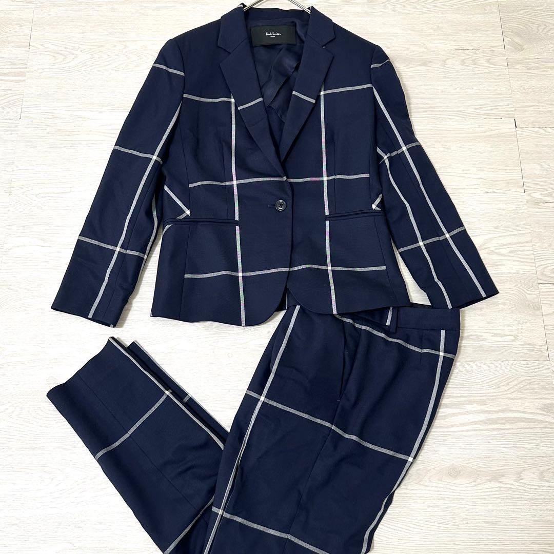 【極美品】ポールスミス ブラック チェック セットアップ スーツ ネイビー 40