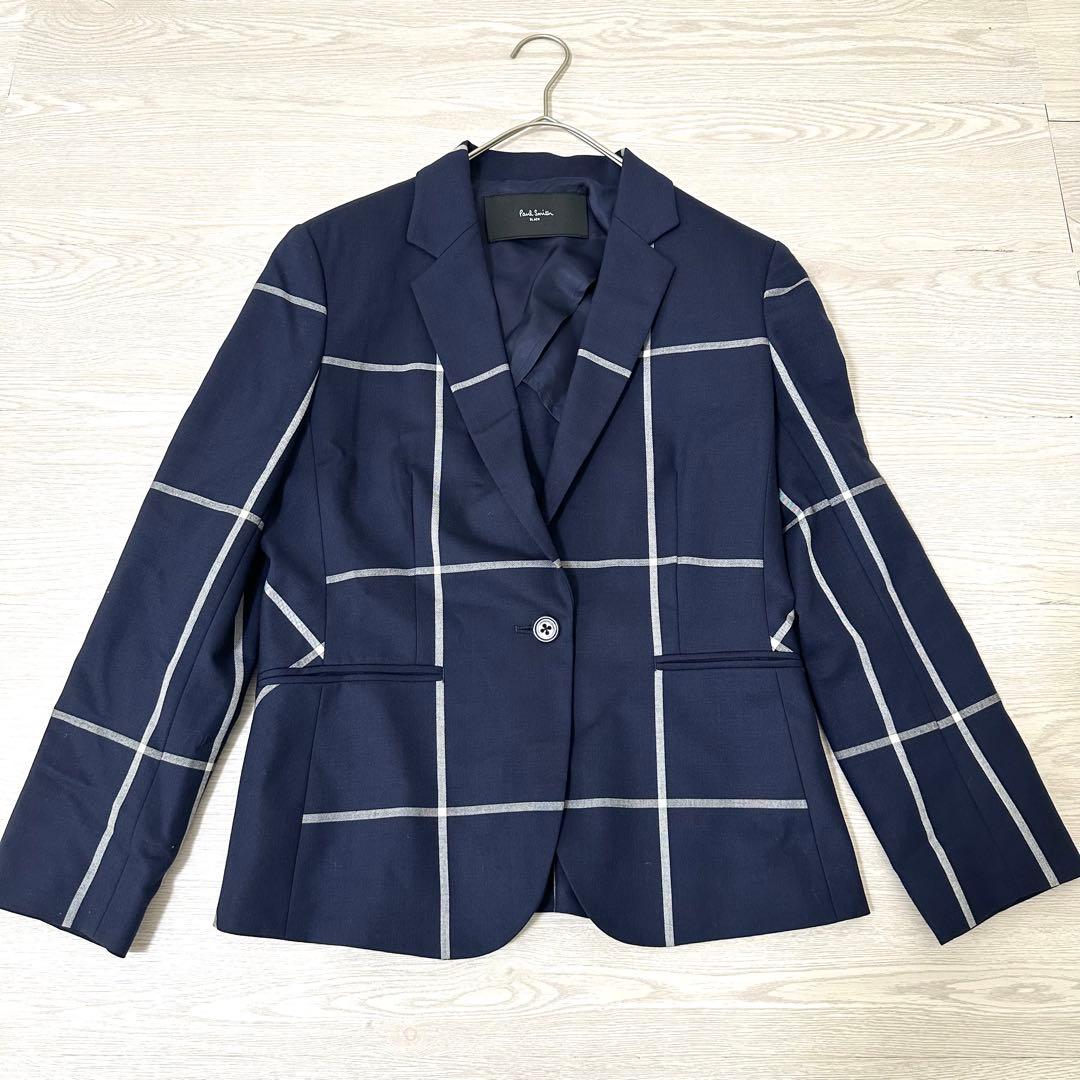 【極美品】ポールスミス ブラック チェック セットアップ スーツ ネイビー 40
