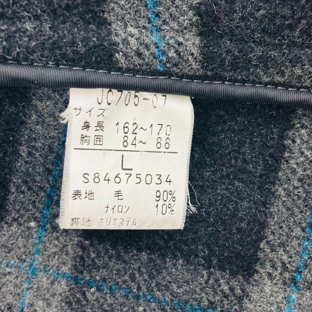 オリーブデオリーブ ダッフルコート グレー ウール 裏地チェック柄 Lサイズ