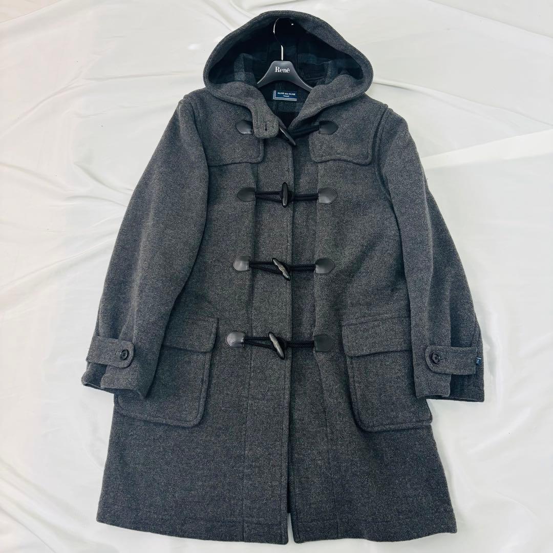 オリーブデオリーブ ダッフルコート グレー ウール 裏地チェック柄 Lサイズ