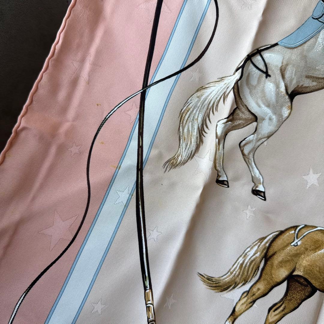 エルメス カレ 90 EN PISTE スカーフ シルク バンダナ ピンク