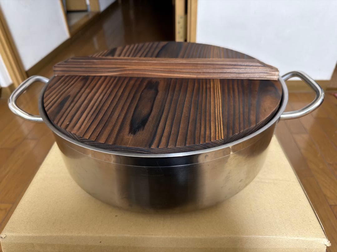 遠藤商事 TKGプロ 電磁用丸型おでん鍋 (木蓋付) 大 ステンレス