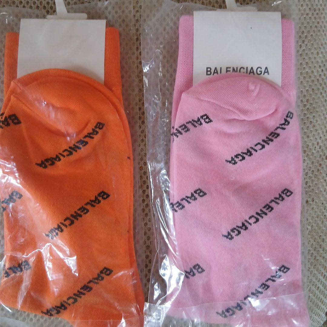 リラックマ　BALENCIAGA ロゴソックス オレンジ ピンク