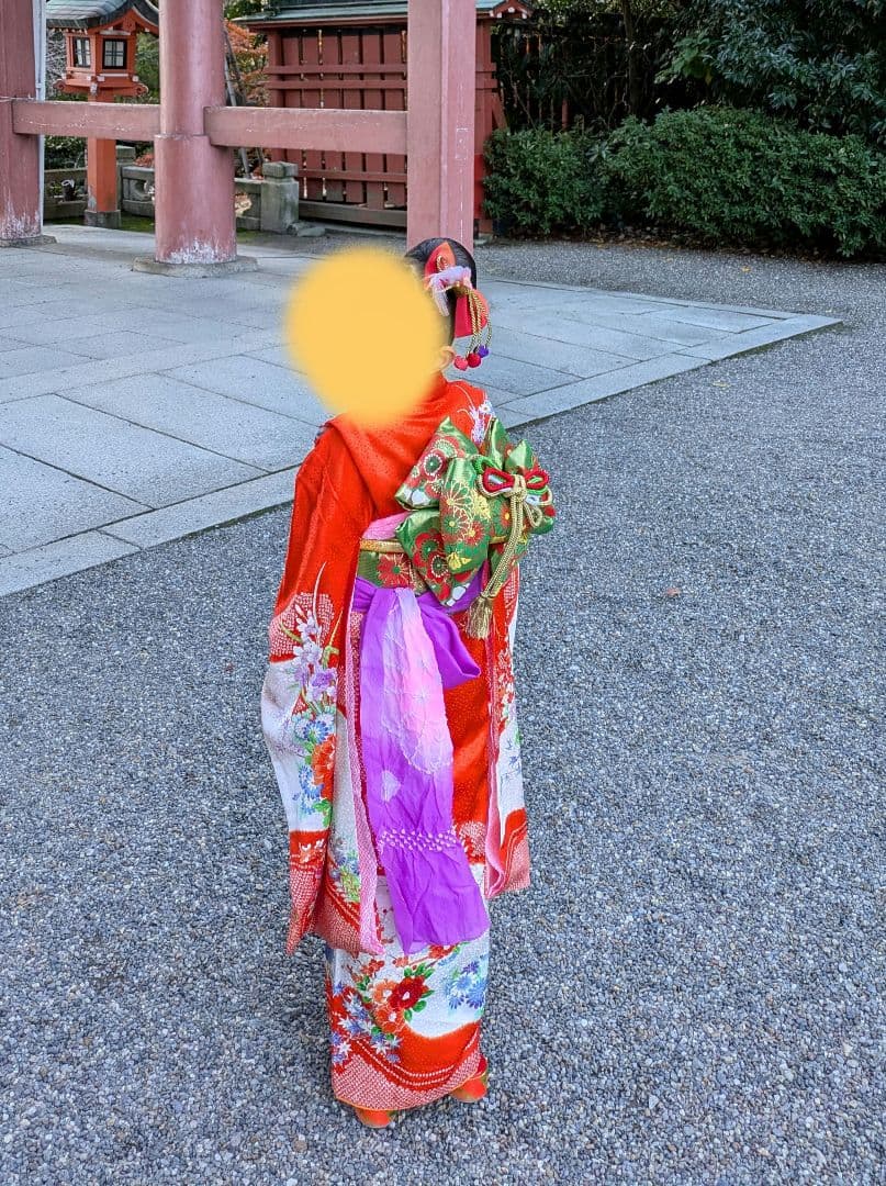 七五三　7歳　着物、肌襦袢、はこせこ、帯フルセット