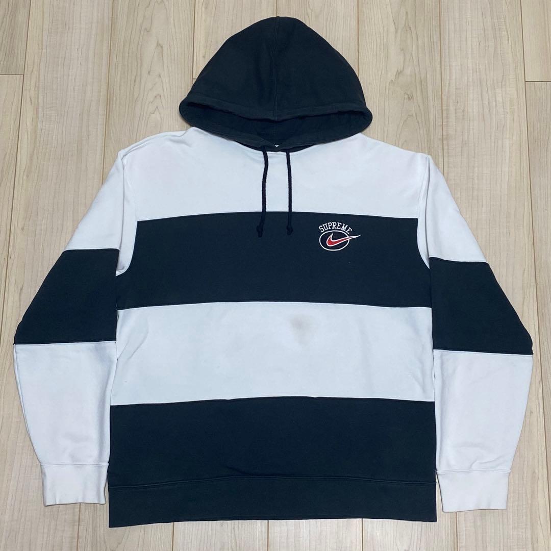 【希少】19ss Supreme Nike ストライプ パーカー フーディー