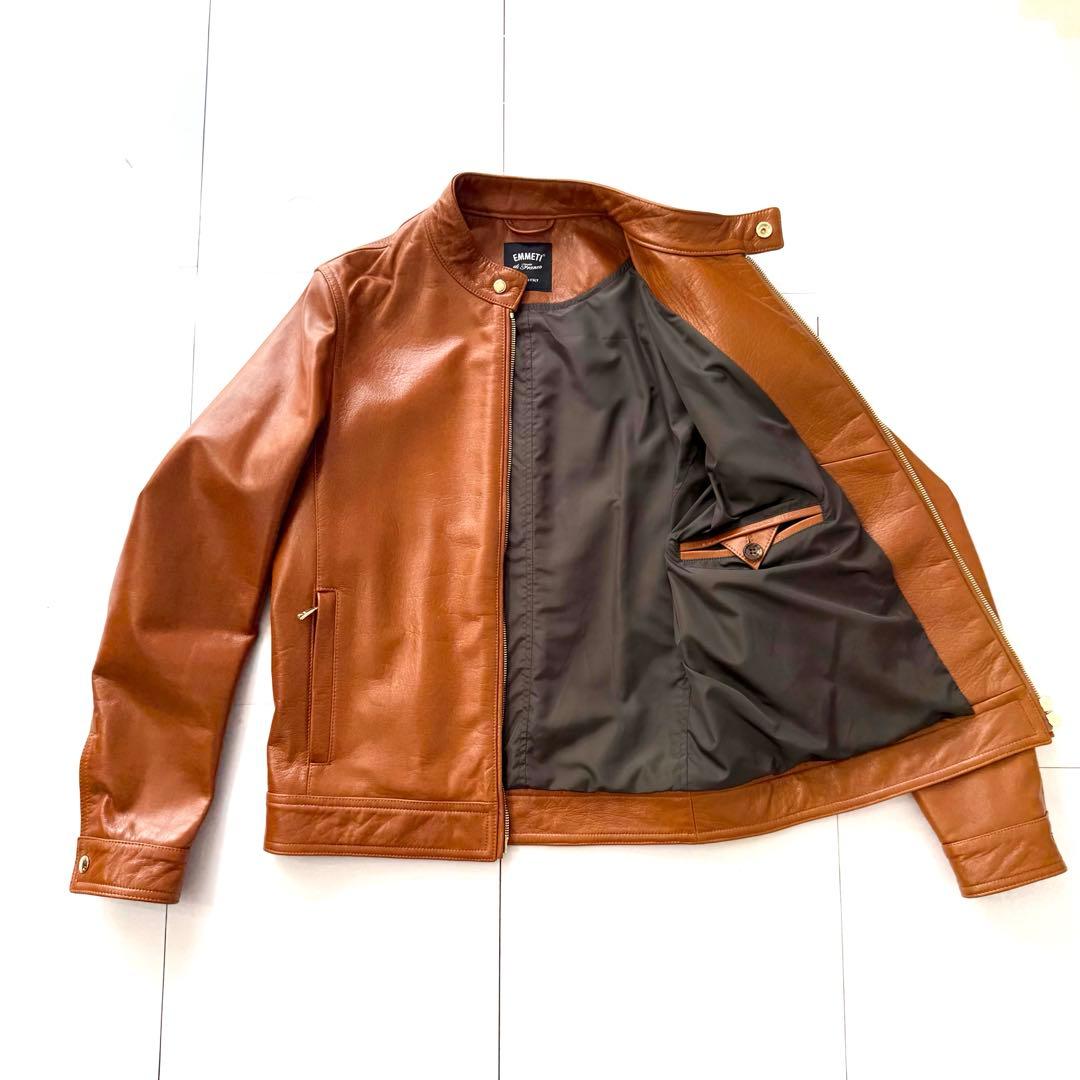 【1回着用】エンメティ☆ユリ☆ラムスキン☆ブラウン☆シングルライダース♡48