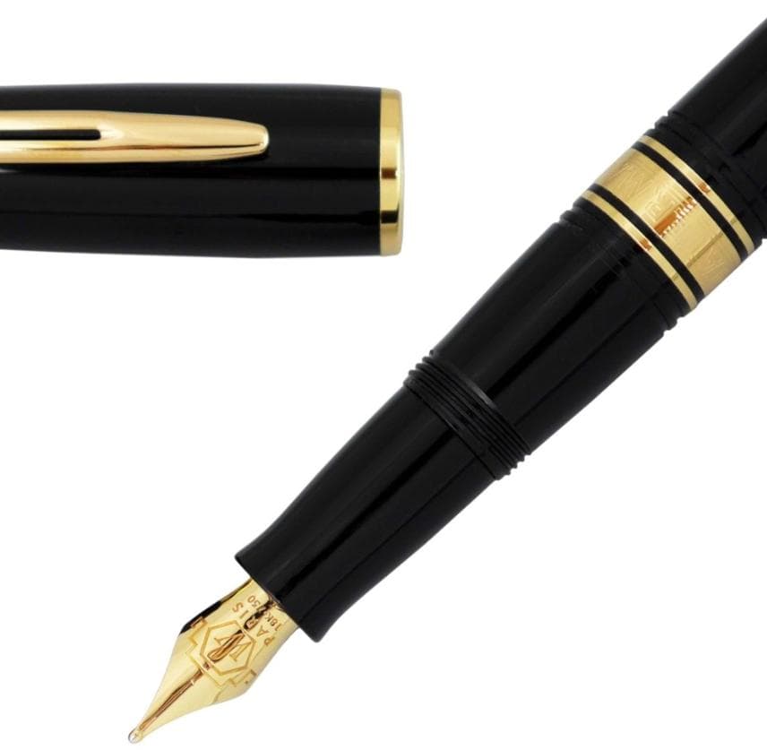 希少新品 ウォーターマン 万年筆 M 中字 チャールストン エボニーブラックGT