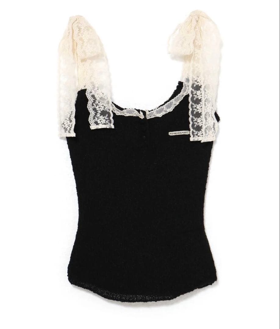 即日発送ブラックCotton ribbon tank andmary