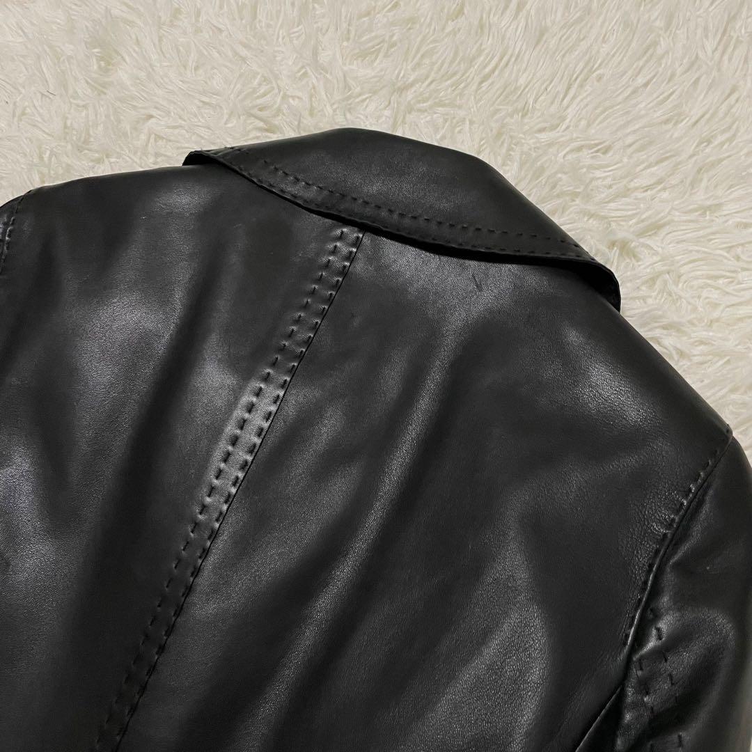 極美品 アクアスキュータム ラムレザーコート キルティングライナー付 チェック柄