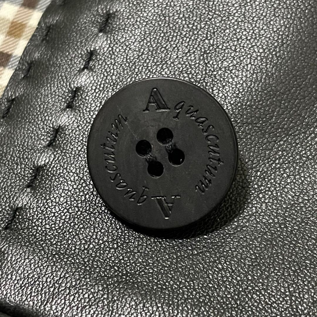 極美品 アクアスキュータム ラムレザーコート キルティングライナー付 チェック柄