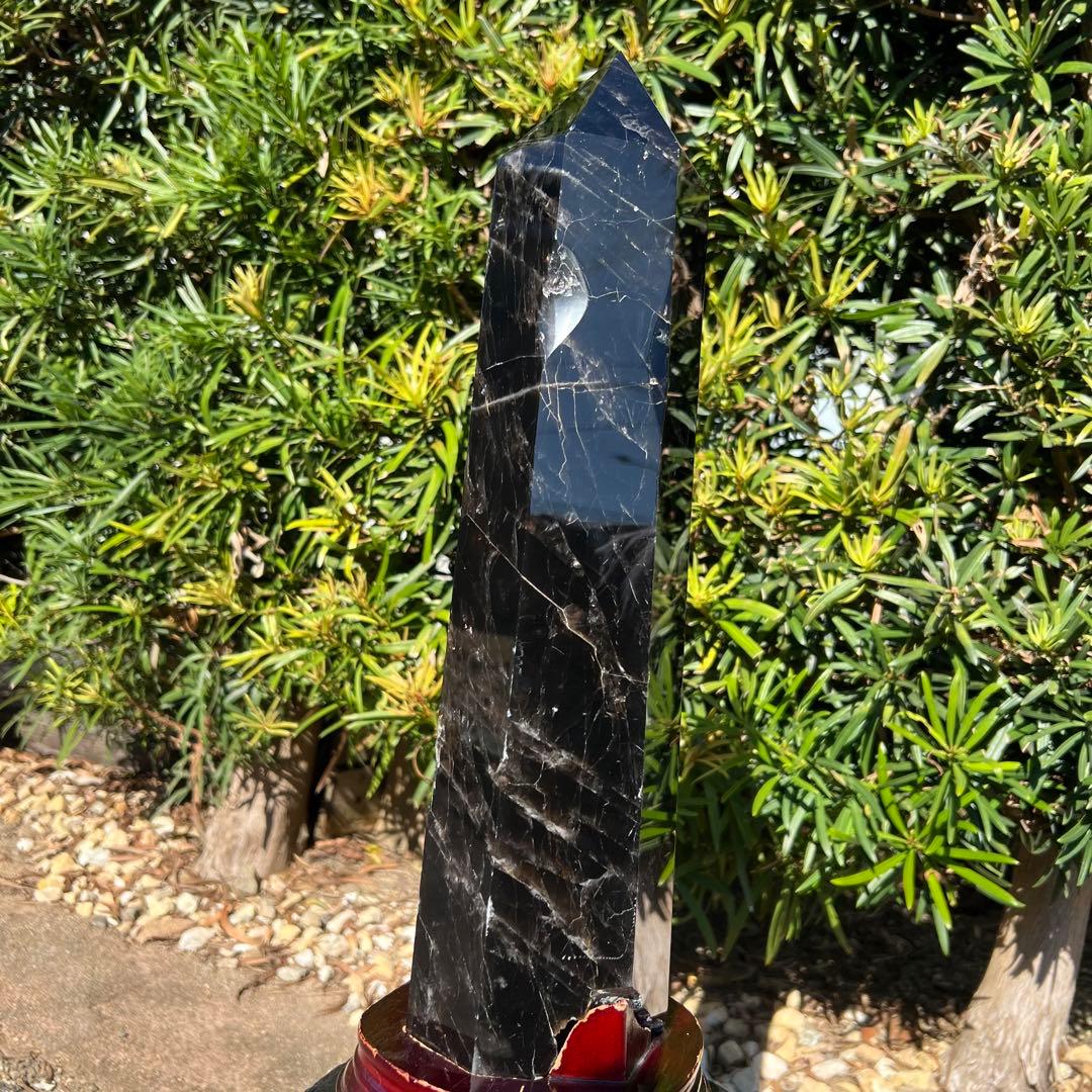 ✨存在際立つ漆黒極大サイズ 黒水晶六角柱✨レインボー モリオン 六角柱 天然石