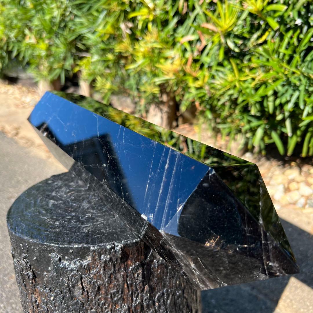 ✨存在際立つ漆黒極大サイズ 黒水晶六角柱✨レインボー モリオン 六角柱 天然石