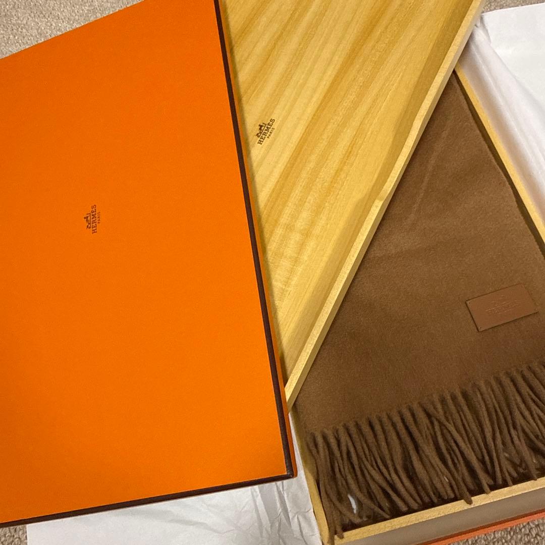 エルメス マフラー ビキューナ100% キャメル　専用箱付き