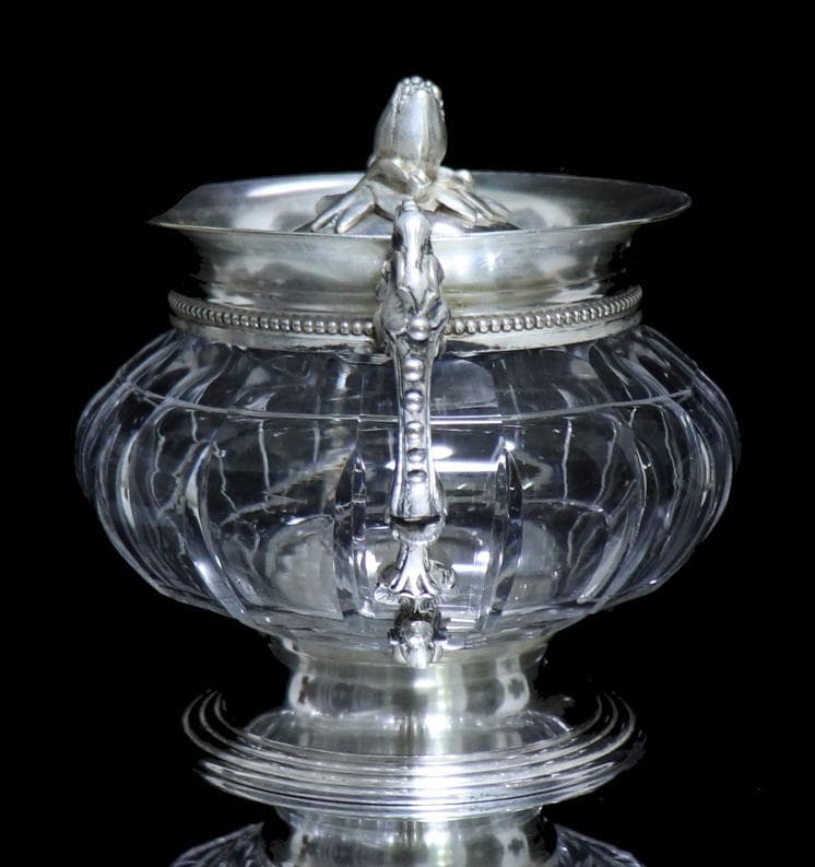 オールド・バカラ×クリストフル 合作 銀装飾色大型蓋物 激レア コラボ 小物入れ