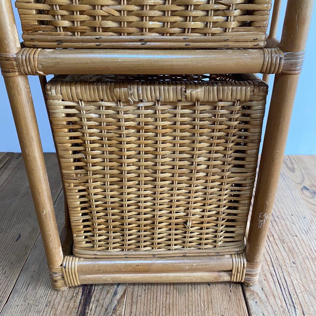 ヴィンテージ ラタン 棚 アーチ シェルフ レトロ 籐 飾り棚