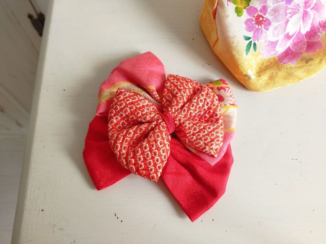 アンティーク着物と鹿の子の被布セット