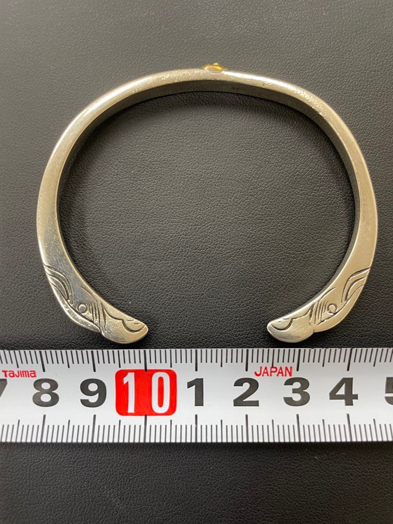 シルバー925 イーグル顔 バングル ブレスレット 金メタル付き