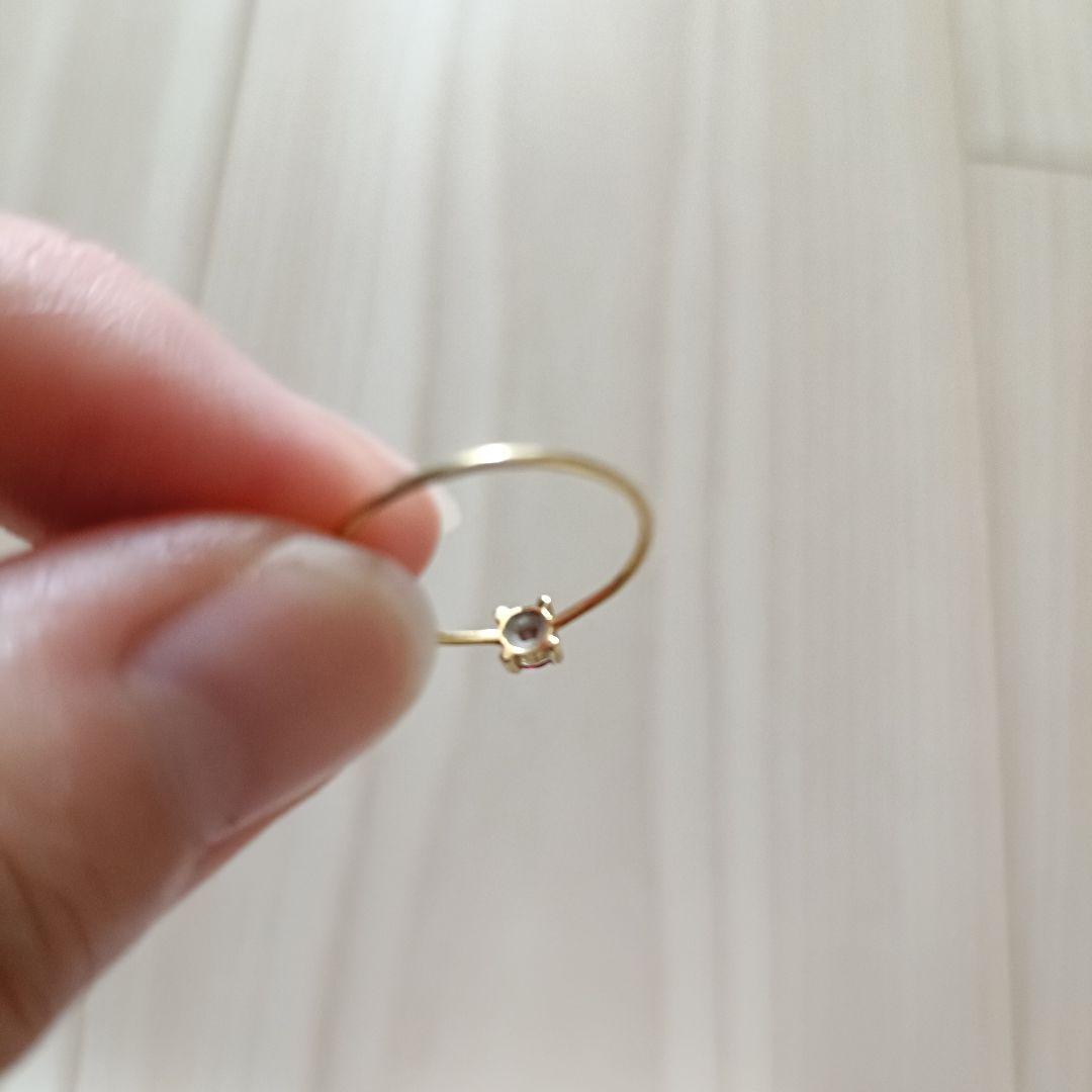 K18ゴールド ルビー 3mmラウンドカット 爪留めリング 7号