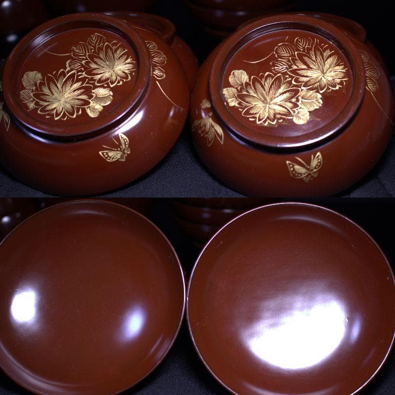 明治三十一年 木箱付｜輪島製 吸い物椀１０客｜100年以上の経年が生んだ深色漆