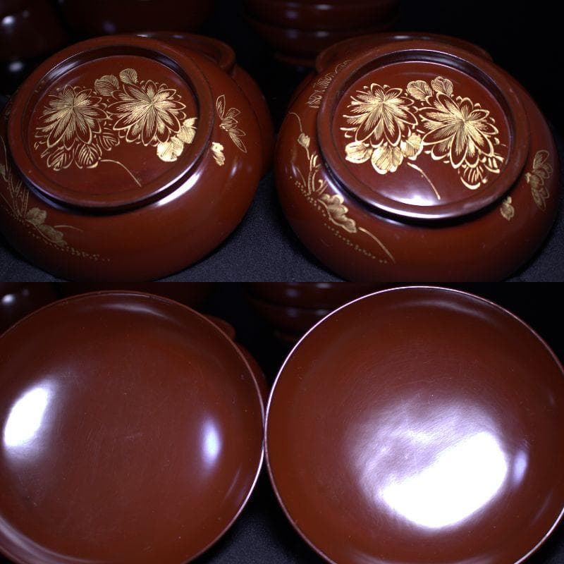 明治三十一年 木箱付｜輪島製 吸い物椀１０客｜100年以上の経年が生んだ深色漆