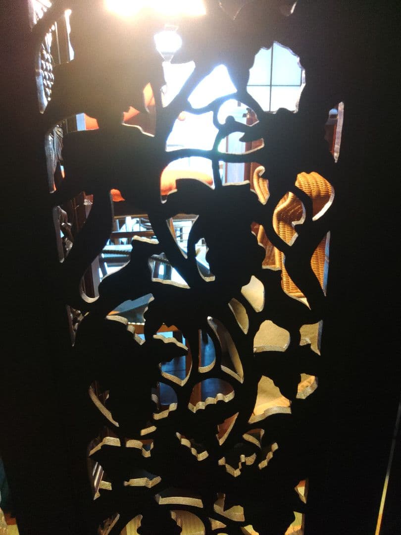 希少　パーテーション　透かし彫り　衝立　無垢　間仕切り　4連　ヴィンテージ