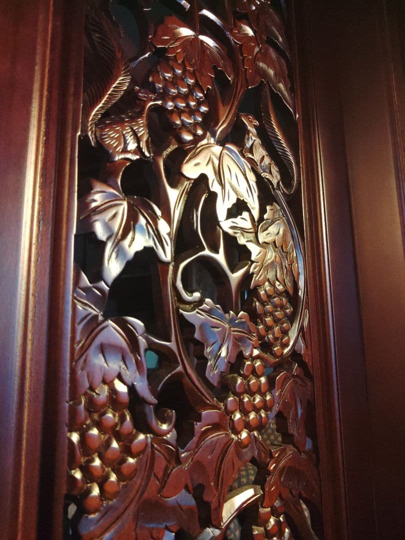 希少　パーテーション　透かし彫り　衝立　無垢　間仕切り　4連　ヴィンテージ