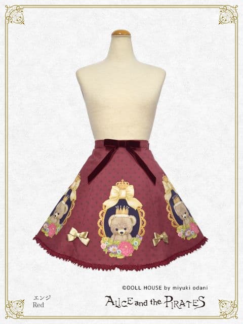 ALICE and the PIRATES くまキング柄スカート レッド