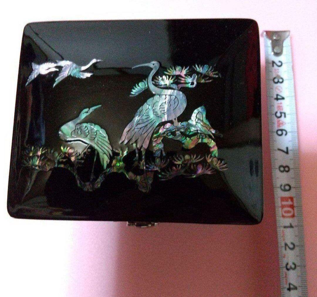 螺鈿 螺鈿漆工芸 白蝶 真珠 ケース 鶴 亀 昭和レトロ アンティーク 螺鈿漆